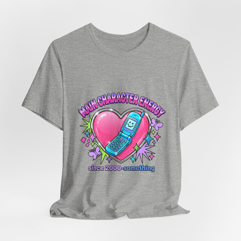Y2K Flip Phone Heart Graphic Tee | 2000s Aesthetic, Retro Internet Shirt