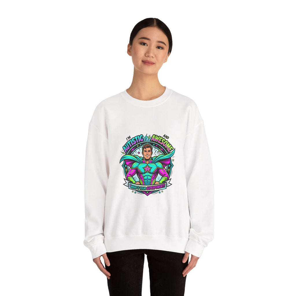 Autistic & Awesome Crewneck Sweatshirt | autistic pride, neurodiversity acceptance