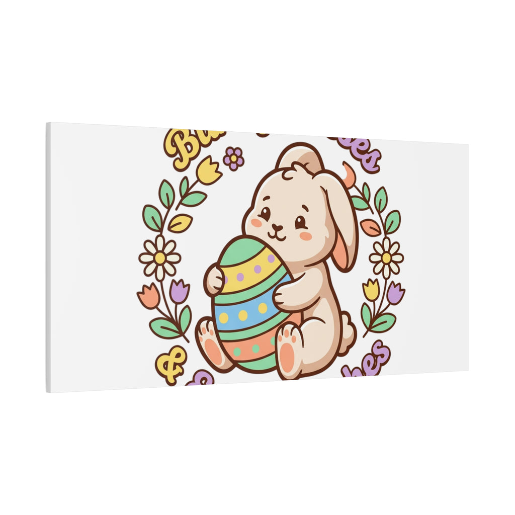 Bunny Kisses Easter Wishes Canvas | Easter Bunny Aesthetic, Pastel Spring