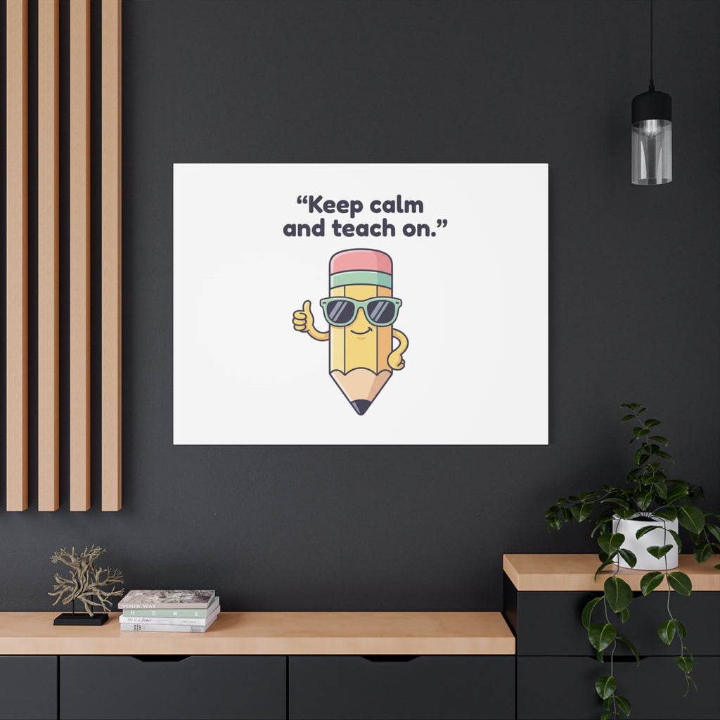 Keep Calm and Teach On Pencil Canvas, Teacher Appreciation, Teacher Life
