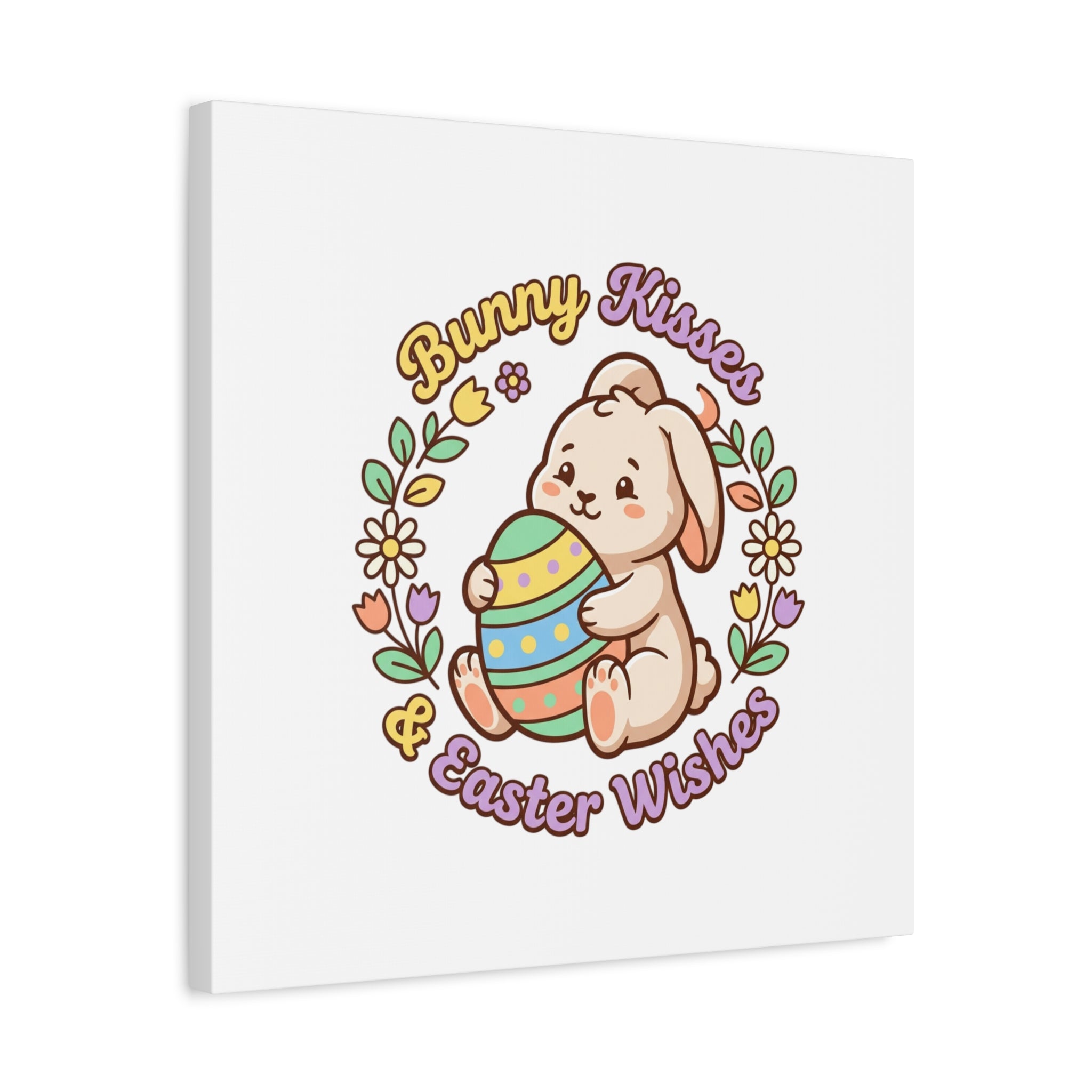 Bunny Kisses Easter Wishes Canvas | Easter Bunny Aesthetic, Pastel Spring