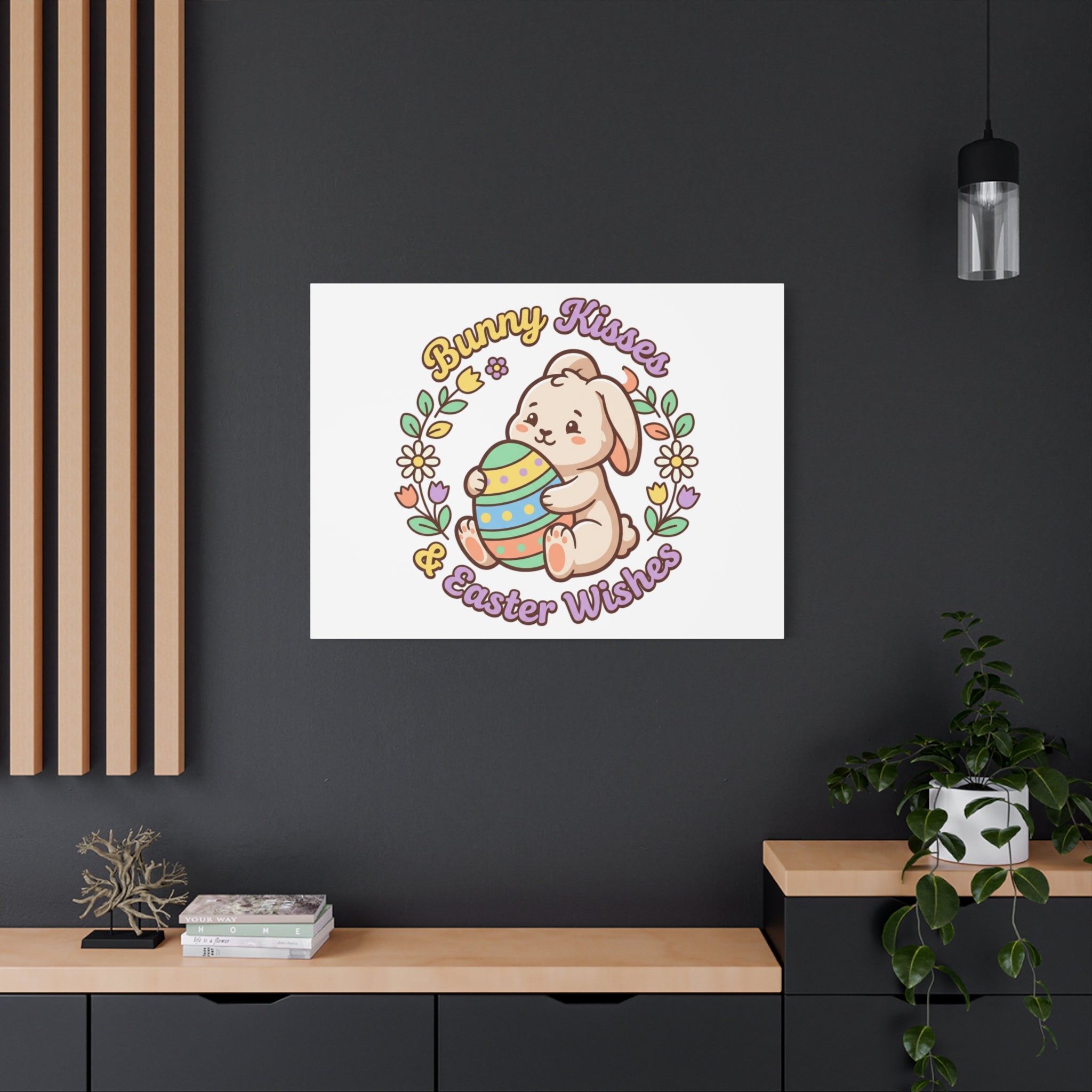 Bunny Kisses Easter Wishes Canvas | Easter Bunny Aesthetic, Pastel Spring