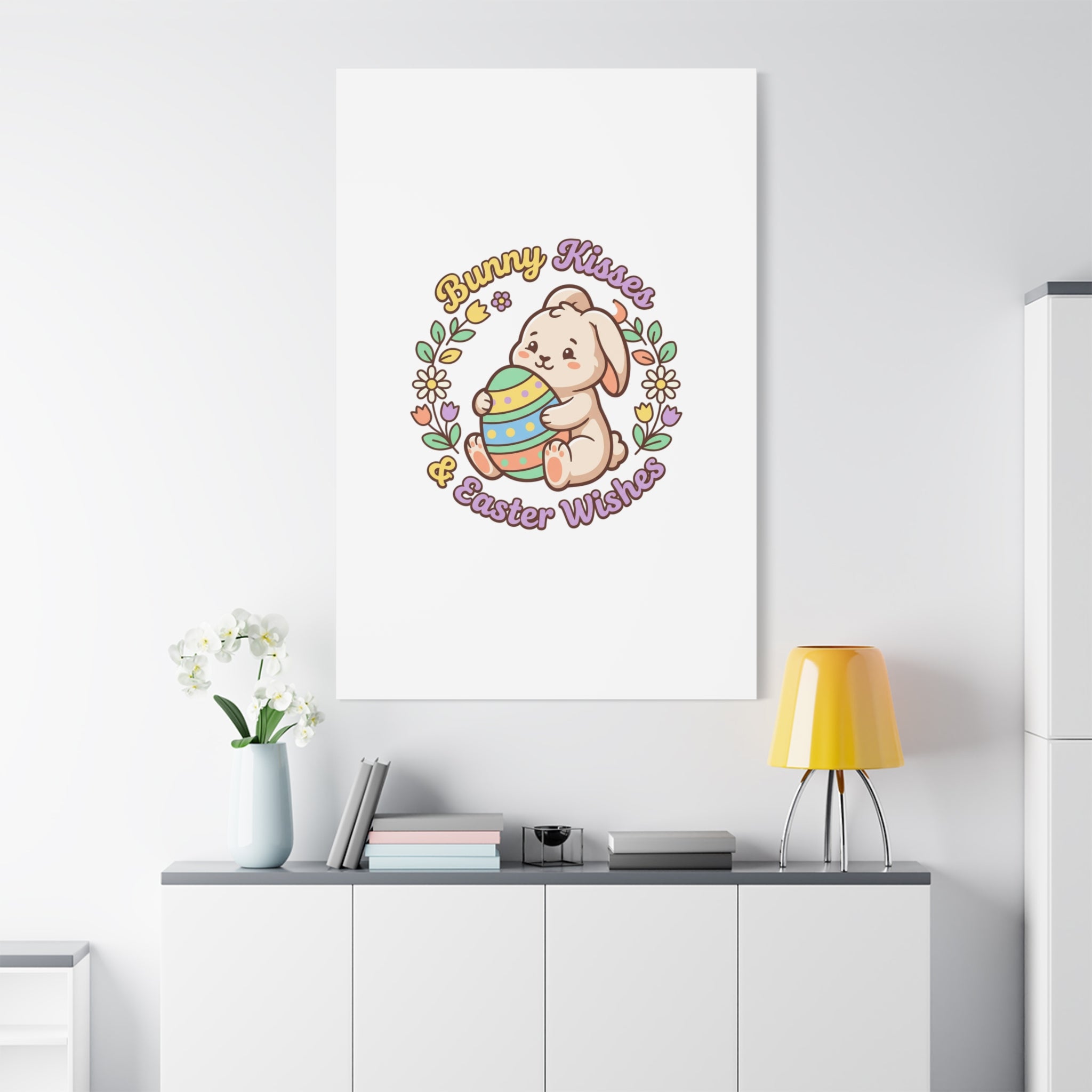 Bunny Kisses Easter Wishes Canvas | Easter Bunny Aesthetic, Pastel Spring
