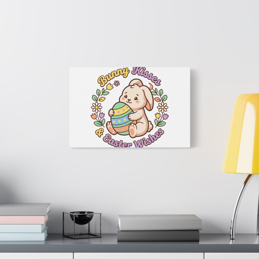 Bunny Kisses Easter Wishes Canvas | Easter Bunny Aesthetic, Pastel Spring