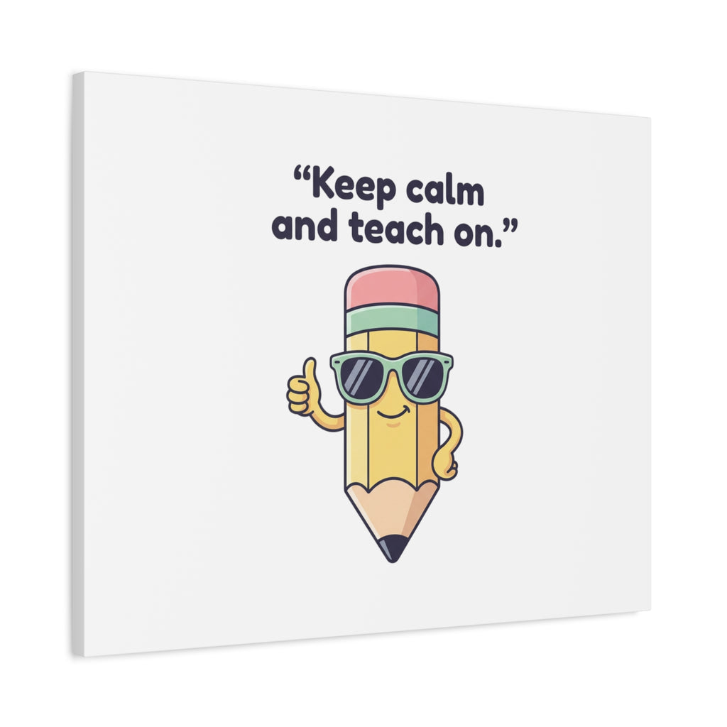 Keep Calm and Teach On Pencil Canvas, Teacher Appreciation, Teacher Life