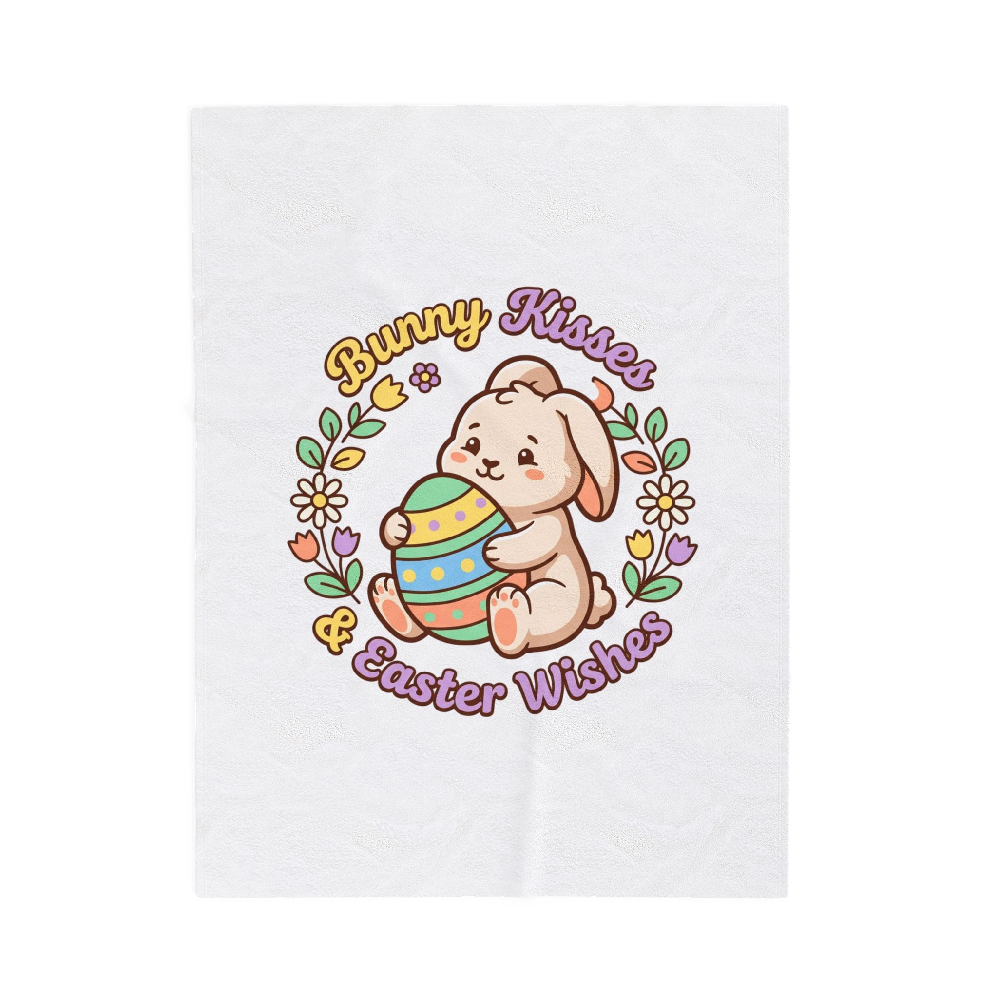Bunny Kisses Easter Wishes Velveteen Plush Blanket | Bunny Aesthetic, Pastel Spring