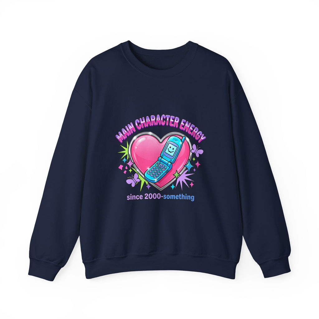 Flirty Y2K Phone Heart Graphic Sweatshirt | 2000s Aesthetic, Retro Internet