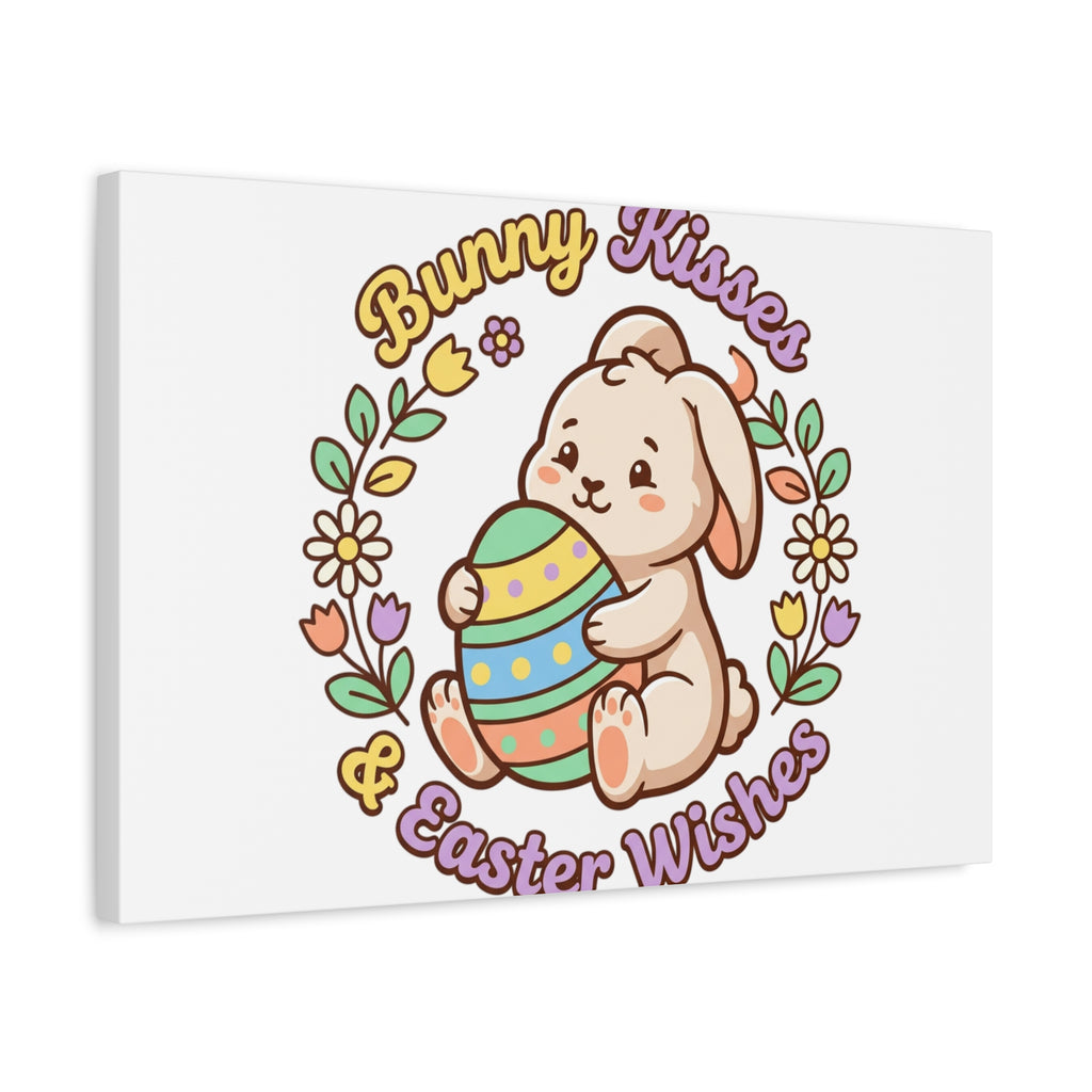Bunny Kisses Easter Wishes Canvas | Easter Bunny Aesthetic, Pastel Spring