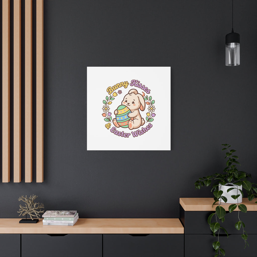 Bunny Kisses Easter Wishes Canvas | Easter Bunny Aesthetic, Pastel Spring