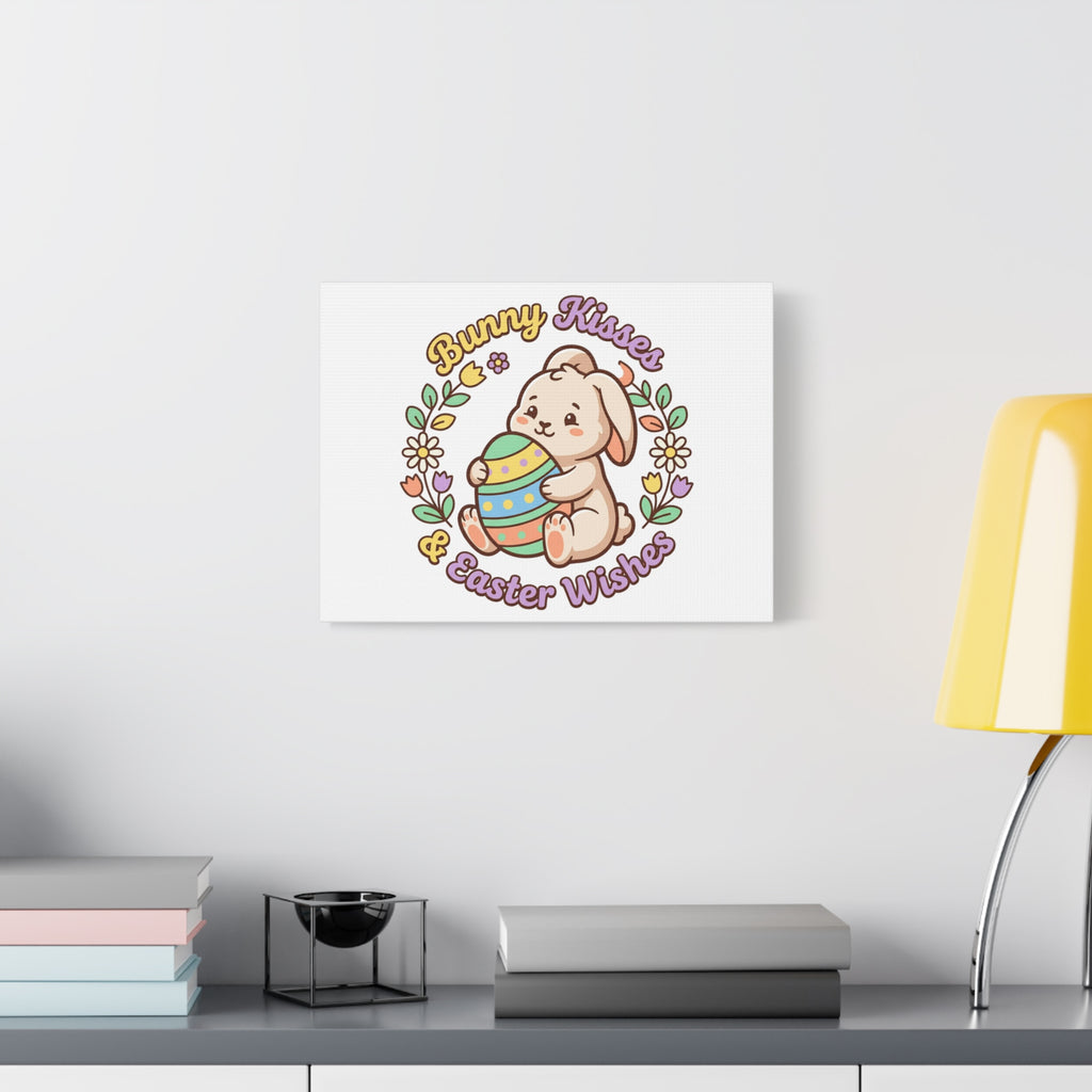 Bunny Kisses Easter Wishes Canvas | Easter Bunny Aesthetic, Pastel Spring