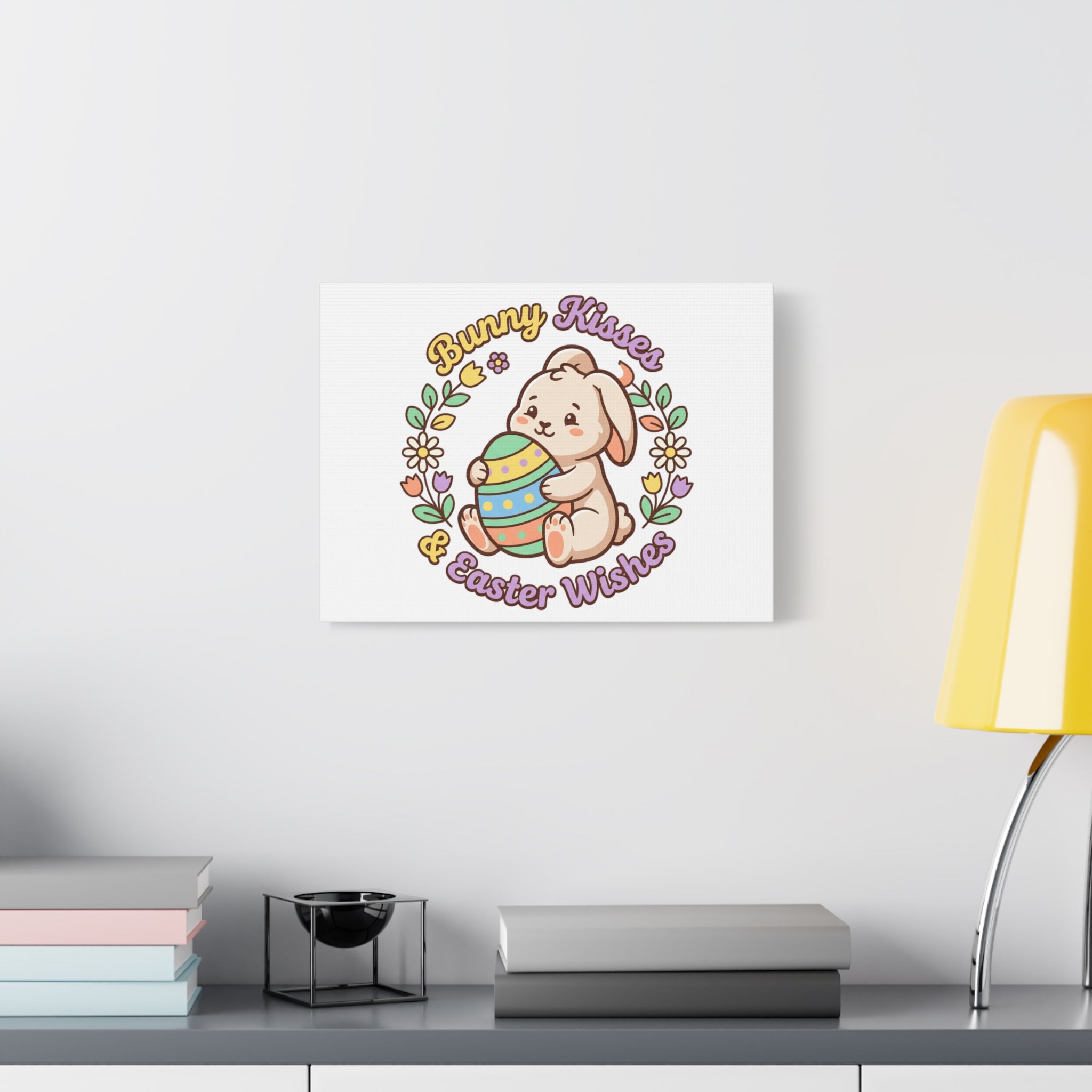 Bunny Kisses Easter Wishes Canvas | Easter Bunny Aesthetic, Pastel Spring