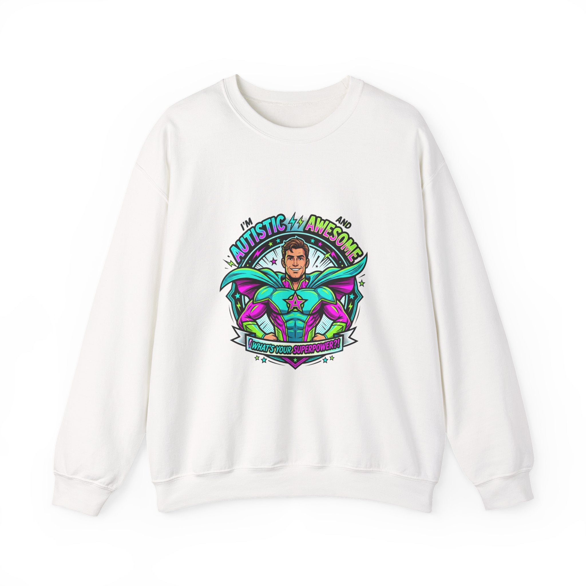 Autistic & Awesome Crewneck Sweatshirt | autistic pride, neurodiversity acceptance