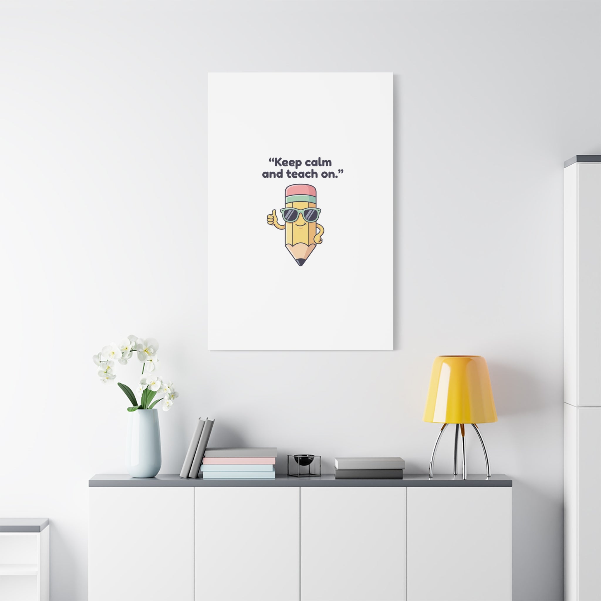 Keep Calm and Teach On Pencil Canvas, Teacher Appreciation, Teacher Life