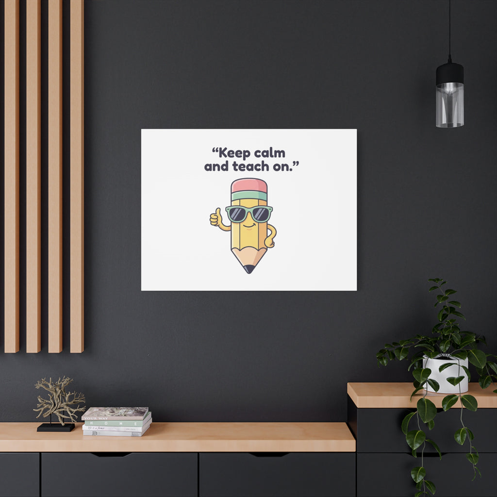 Keep Calm and Teach On Pencil Canvas, Teacher Appreciation, Teacher Life
