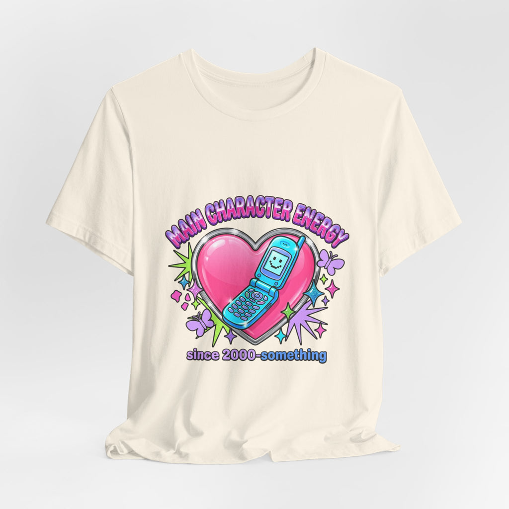Y2K Flip Phone Heart Graphic Tee | 2000s Aesthetic, Retro Internet Shirt