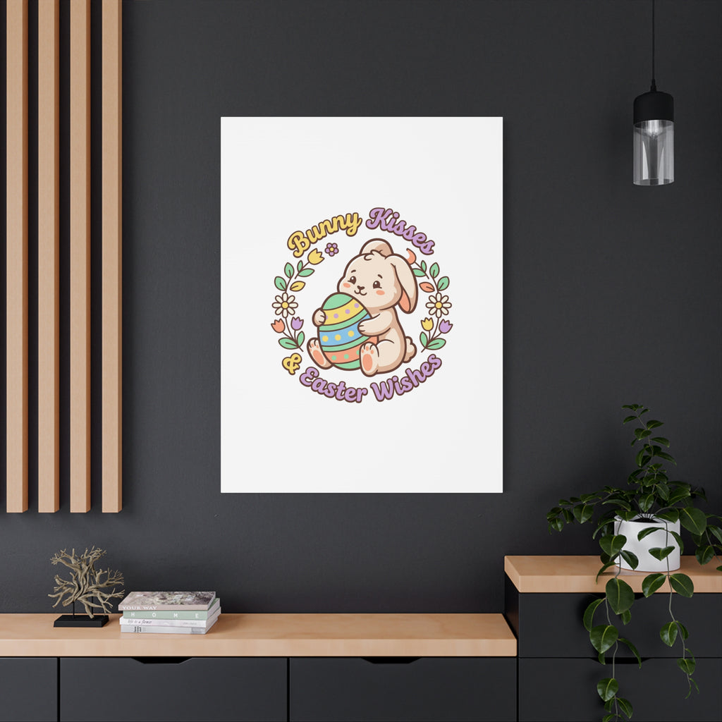 Bunny Kisses Easter Wishes Canvas | Easter Bunny Aesthetic, Pastel Spring