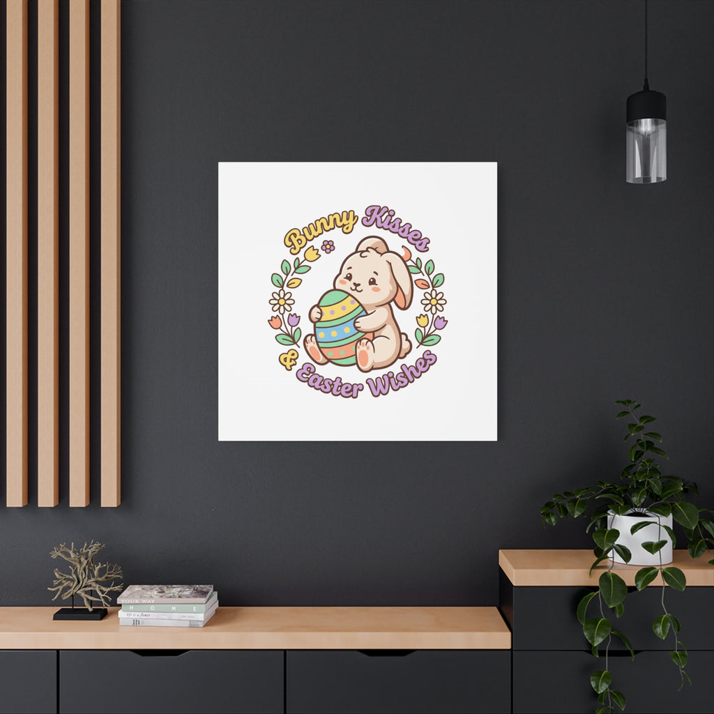 Bunny Kisses Easter Wishes Canvas | Easter Bunny Aesthetic, Pastel Spring