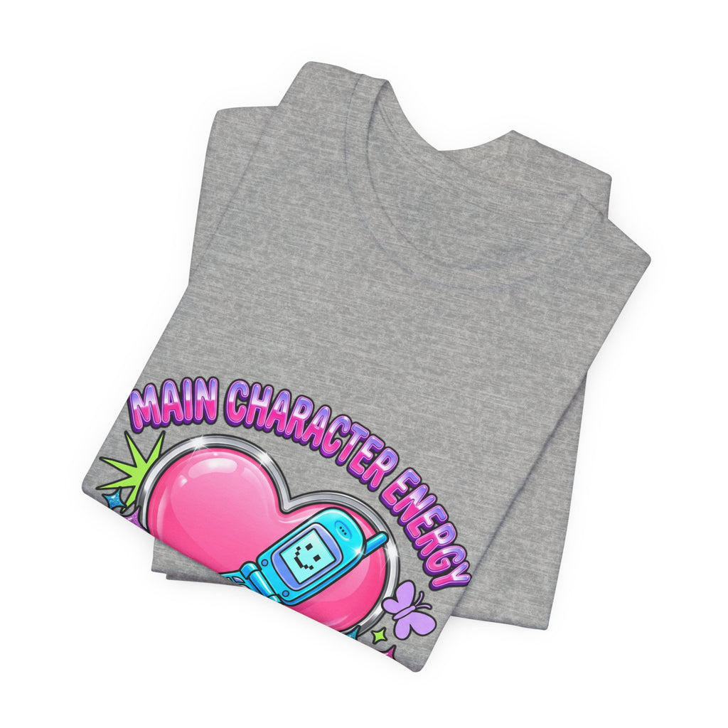 Y2K Flip Phone Heart Graphic Tee | 2000s Aesthetic, Retro Internet Shirt