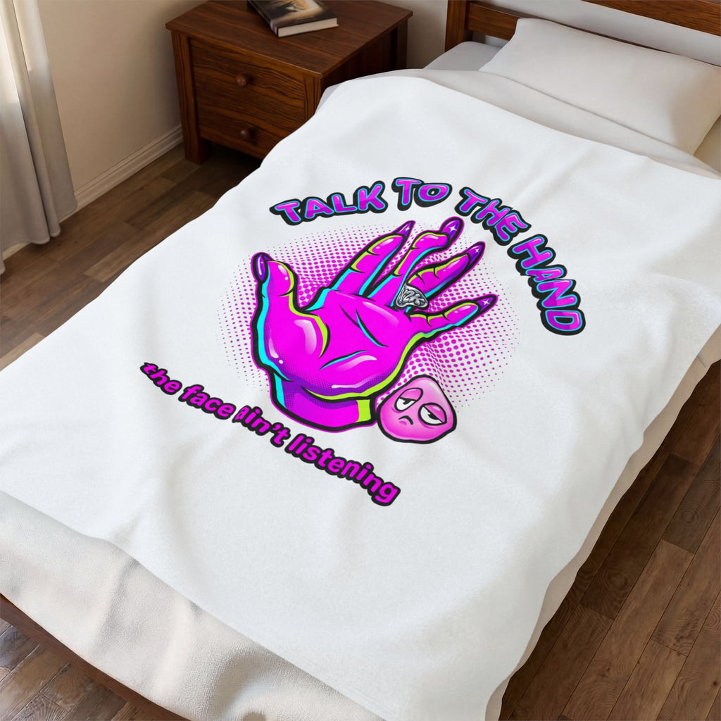 Talk to the Hand Velveteen Blanket | Y2K aesthetic, sassy 2000s vibes