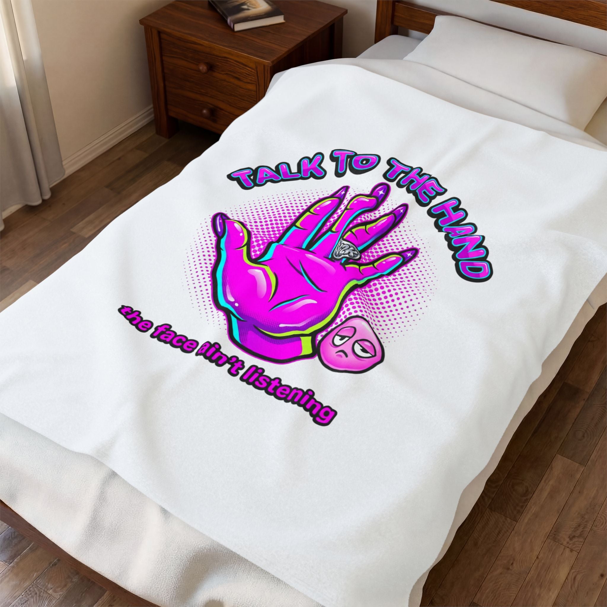 Talk to the Hand Velveteen Blanket | Y2K aesthetic, sassy 2000s vibes