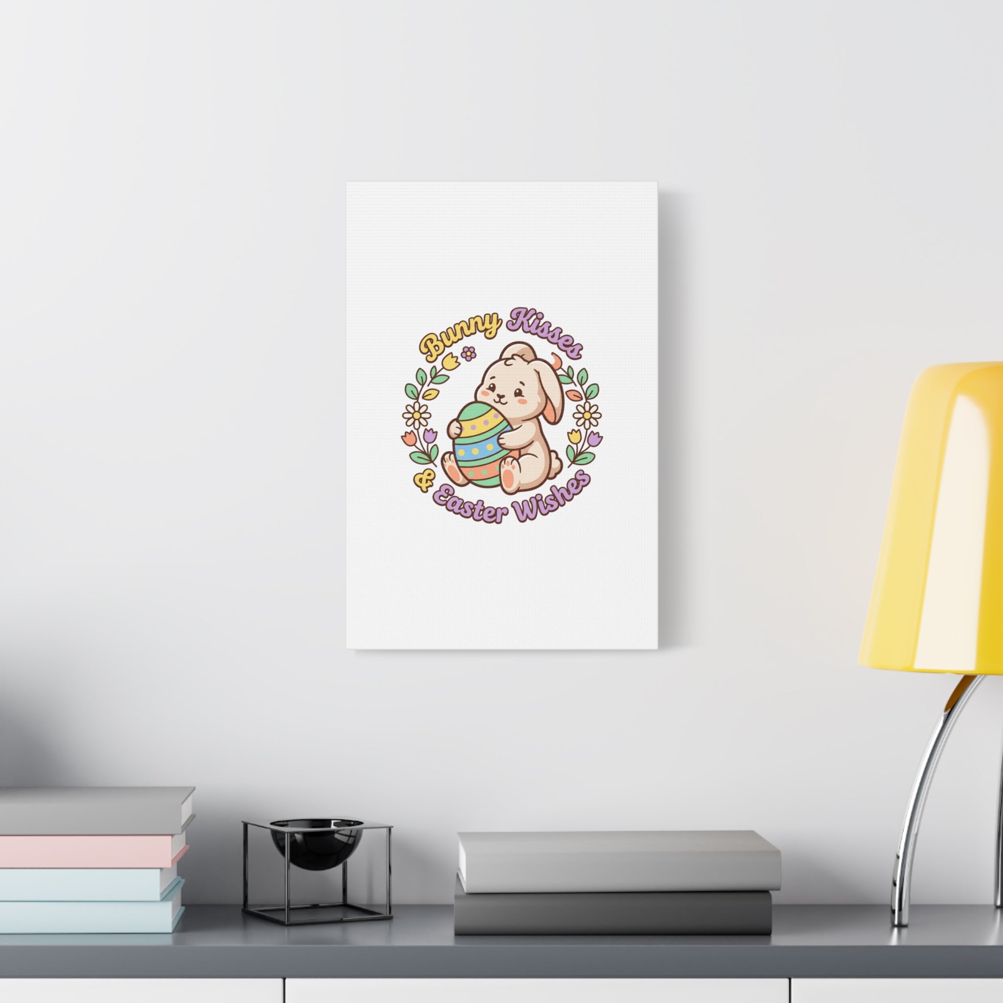 Bunny Kisses Easter Wishes Canvas | Easter Bunny Aesthetic, Pastel Spring