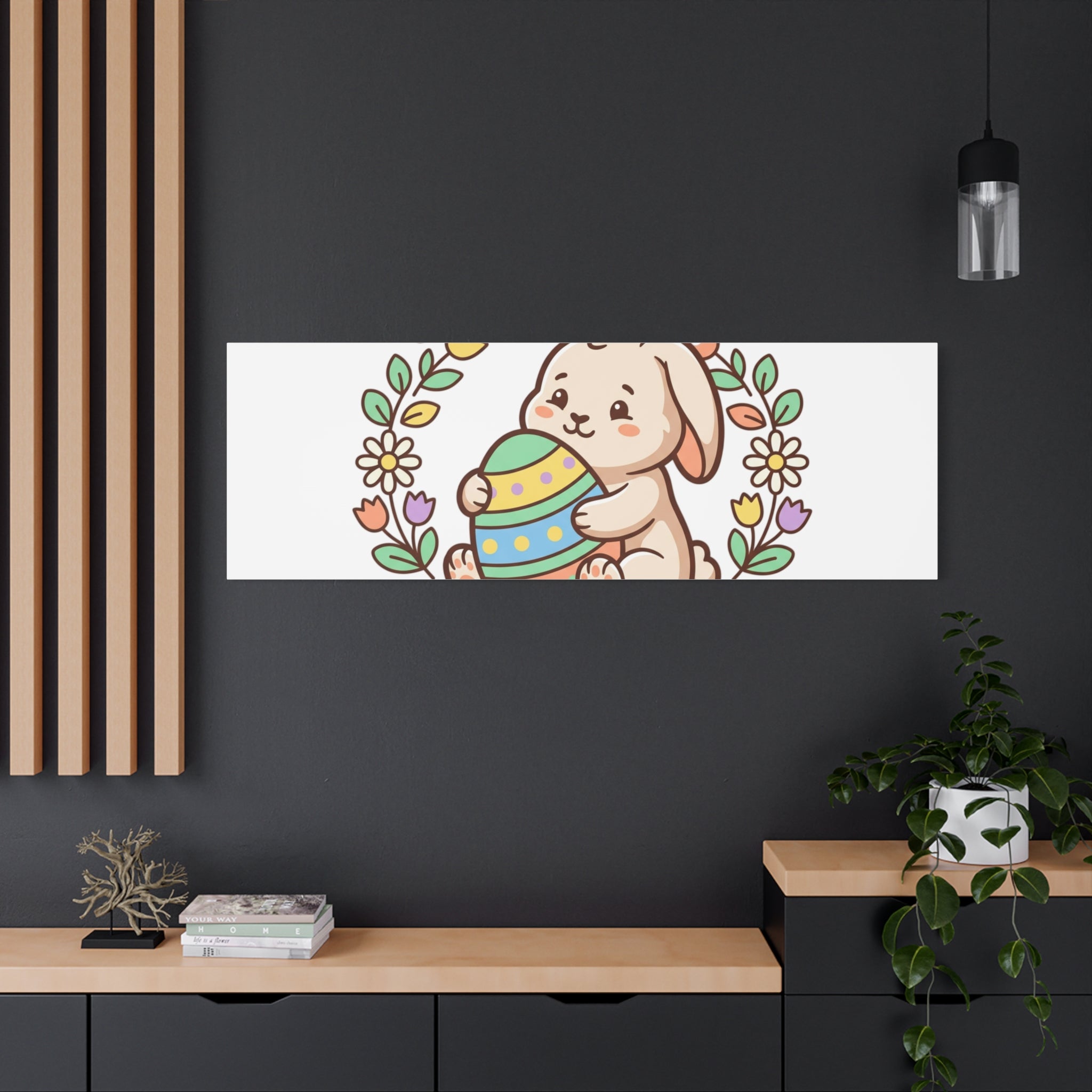 Bunny Kisses Easter Wishes Canvas | Easter Bunny Aesthetic, Pastel Spring