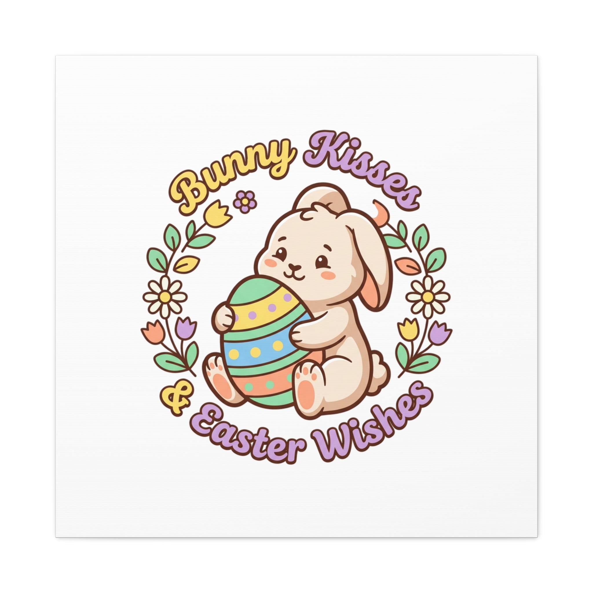 Bunny Kisses Easter Wishes Canvas | Easter Bunny Aesthetic, Pastel Spring