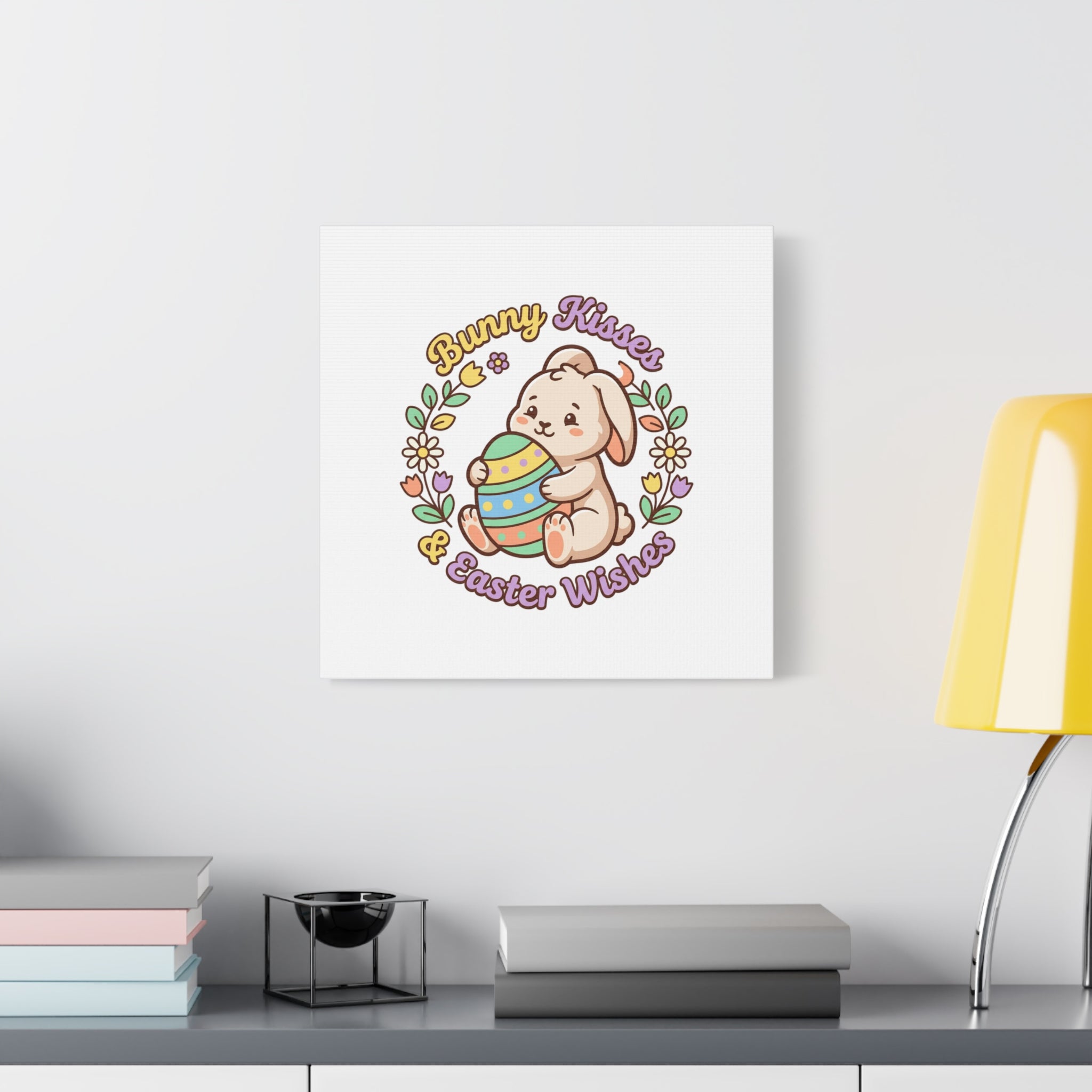 Bunny Kisses Easter Wishes Canvas | Easter Bunny Aesthetic, Pastel Spring