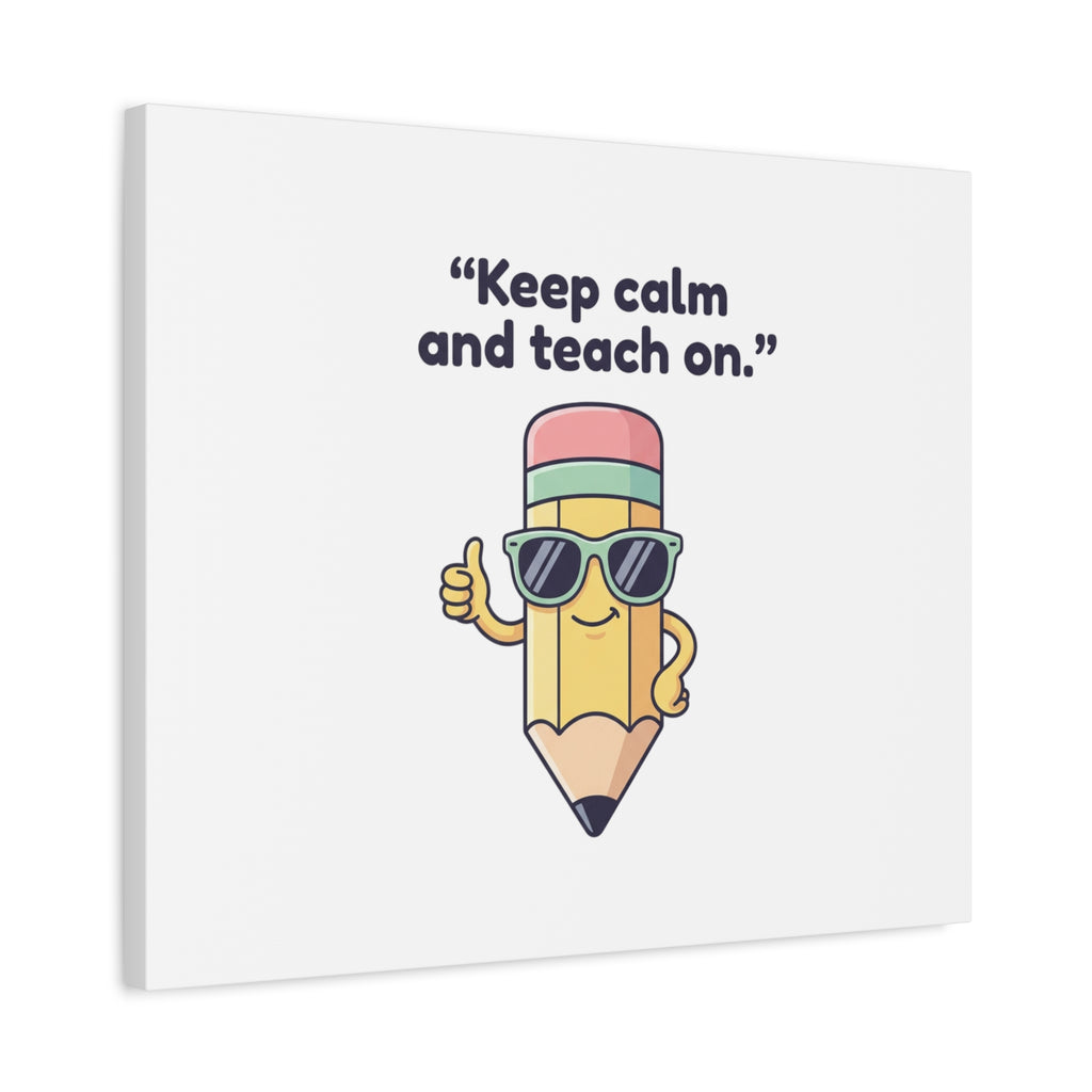Keep Calm and Teach On Pencil Canvas, Teacher Appreciation, Teacher Life
