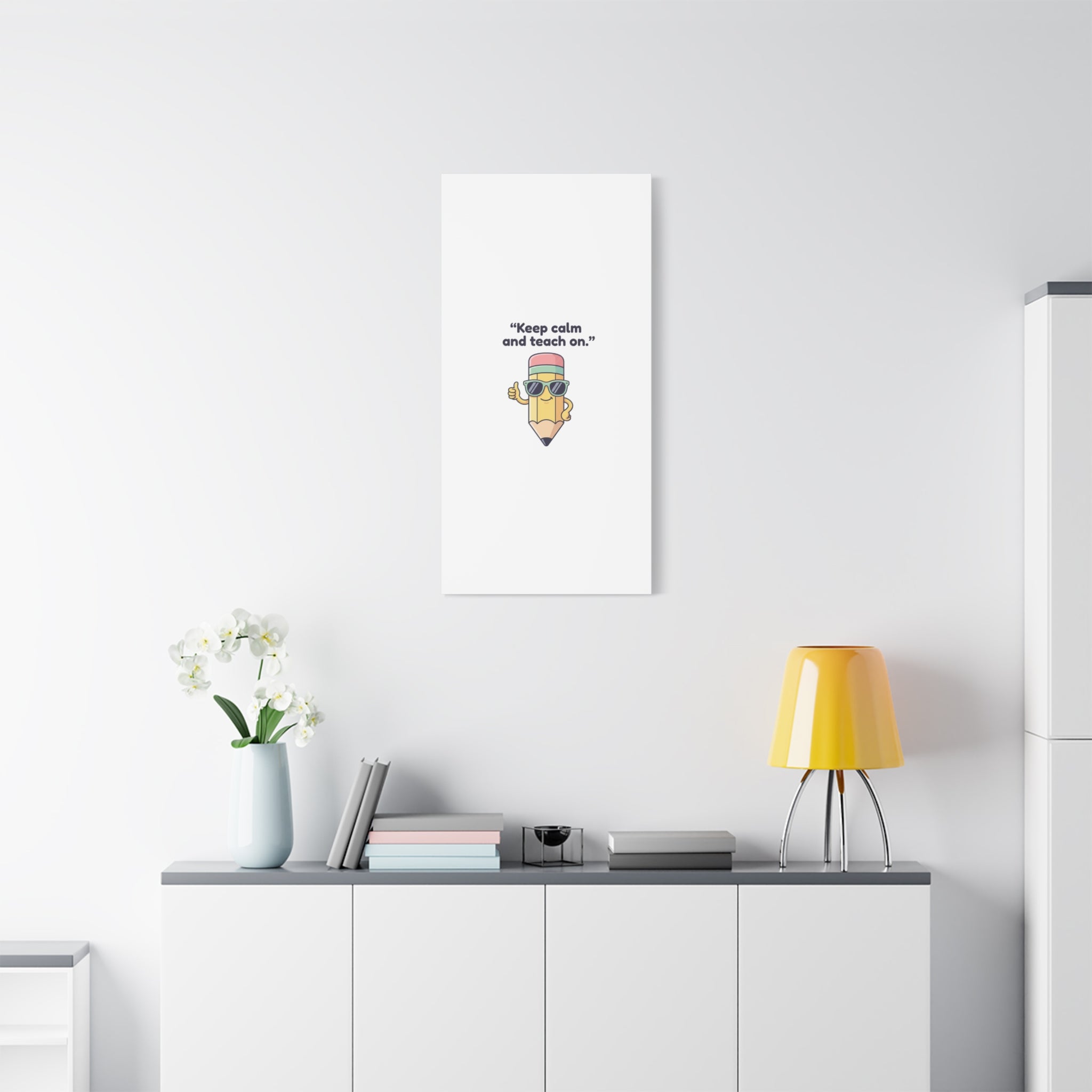 Keep Calm and Teach On Pencil Canvas, Teacher Appreciation, Teacher Life