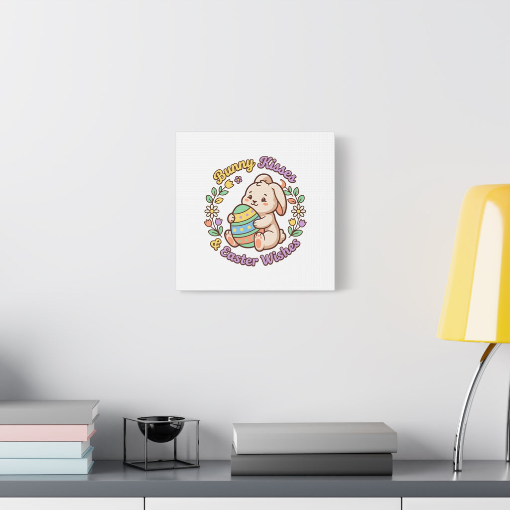 Bunny Kisses Easter Wishes Canvas | Easter Bunny Aesthetic, Pastel Spring