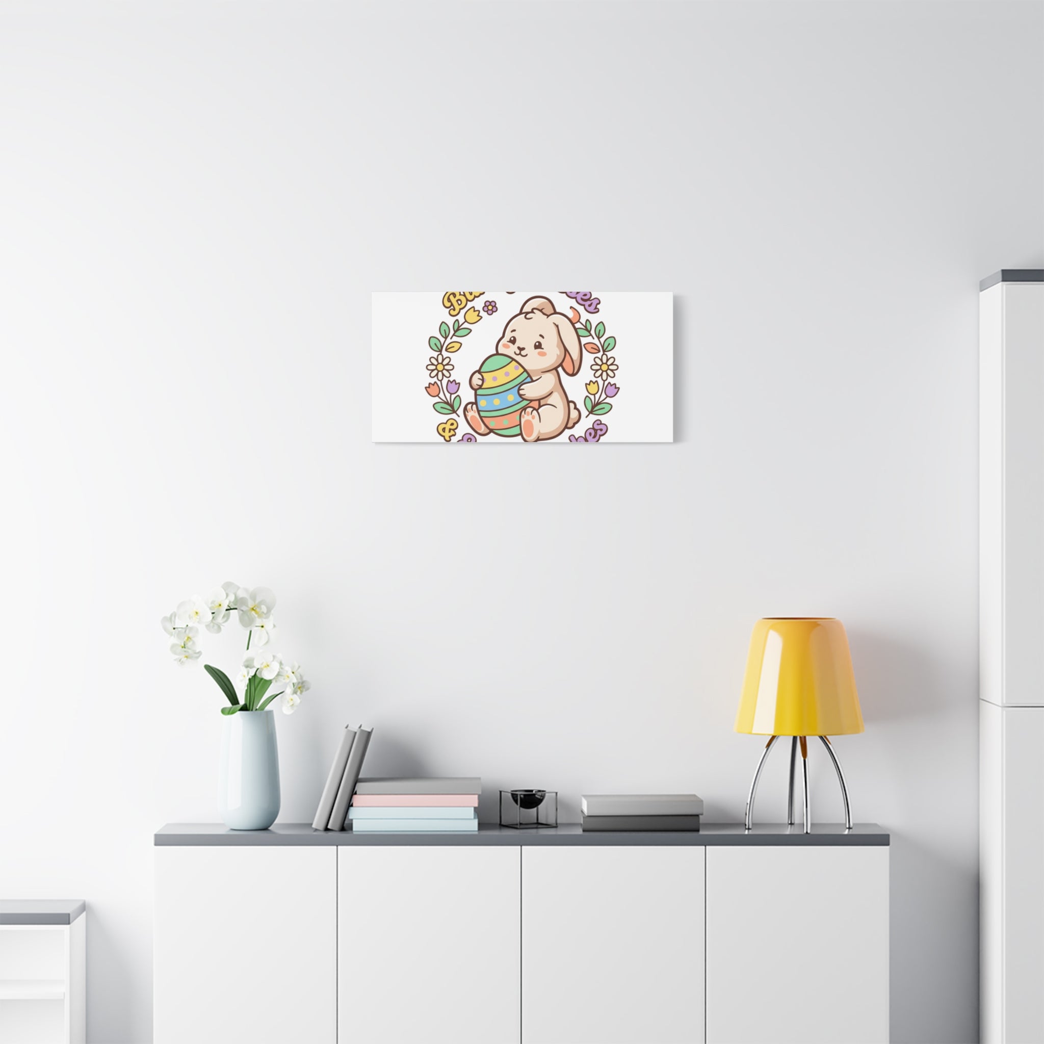 Bunny Kisses Easter Wishes Canvas | Easter Bunny Aesthetic, Pastel Spring