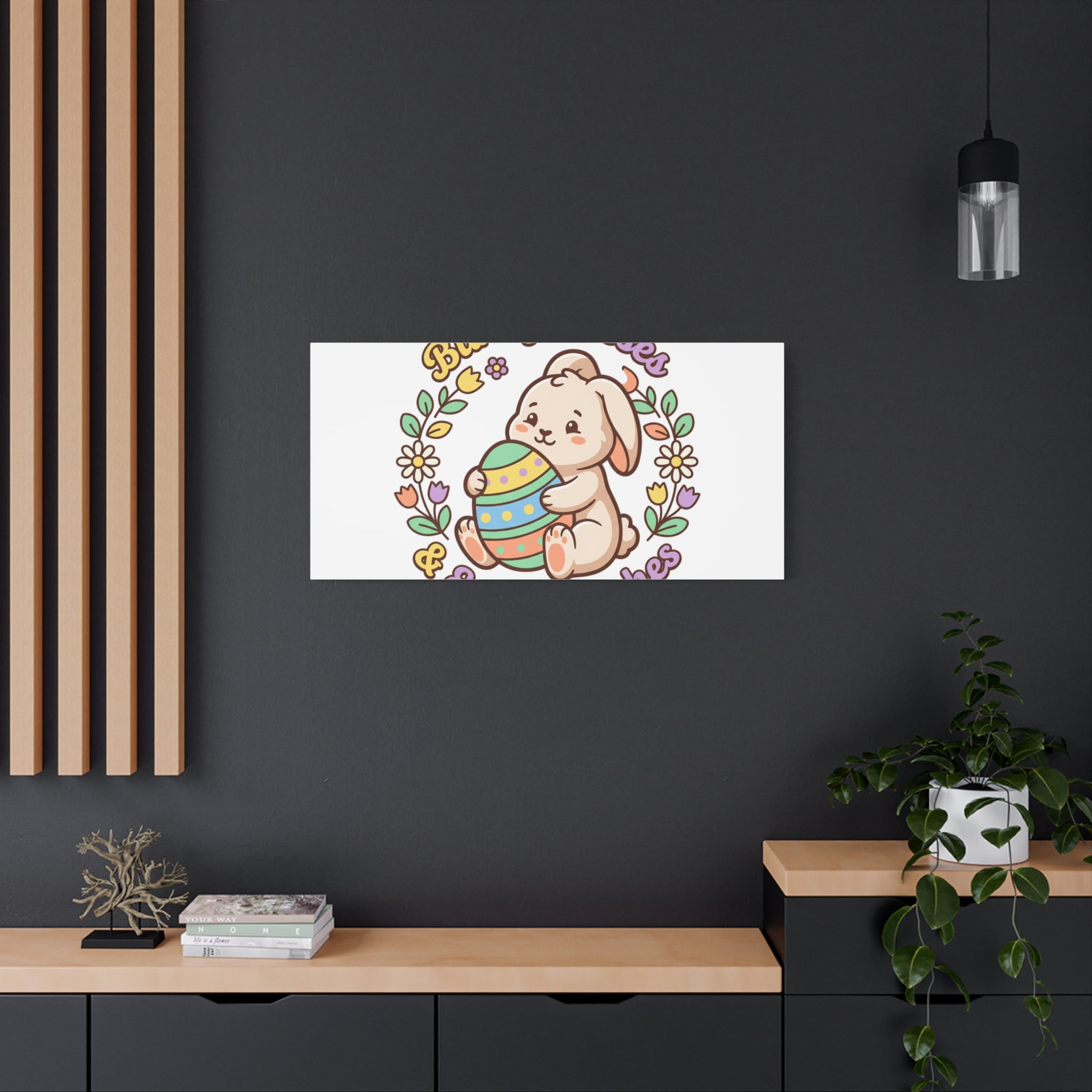 Bunny Kisses Easter Wishes Canvas | Easter Bunny Aesthetic, Pastel Spring