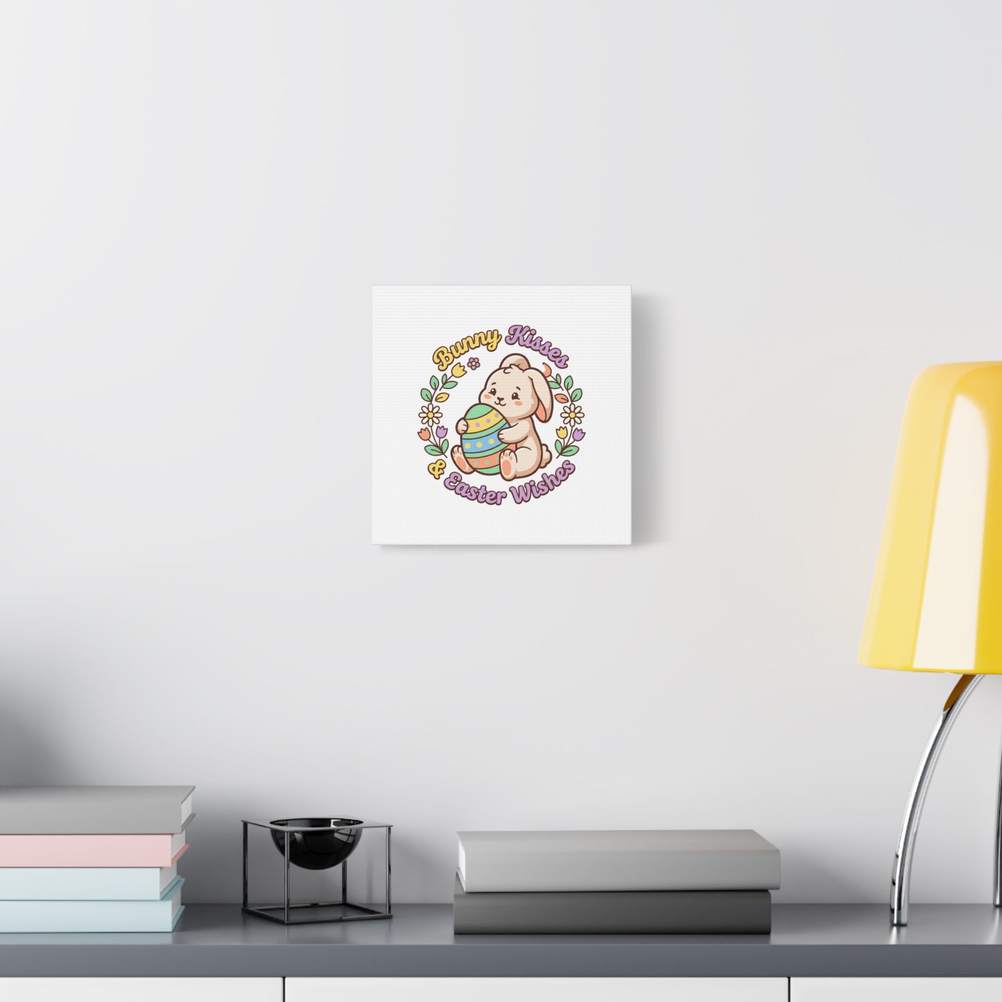 Bunny Kisses Easter Wishes Canvas | Easter Bunny Aesthetic, Pastel Spring