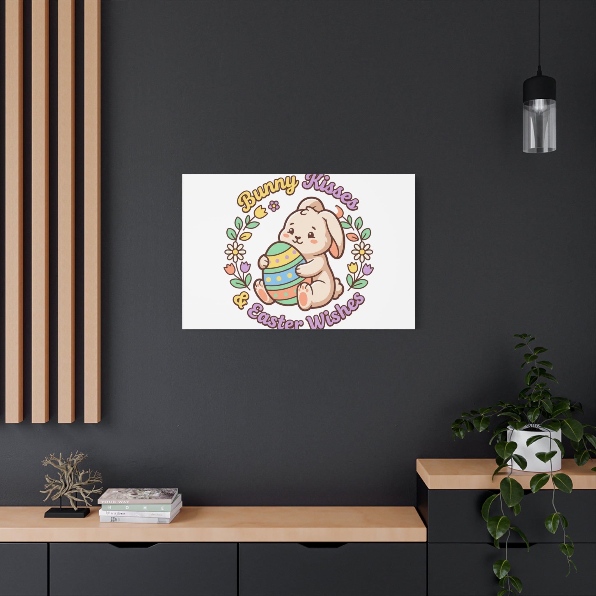 Bunny Kisses Easter Wishes Canvas | Easter Bunny Aesthetic, Pastel Spring