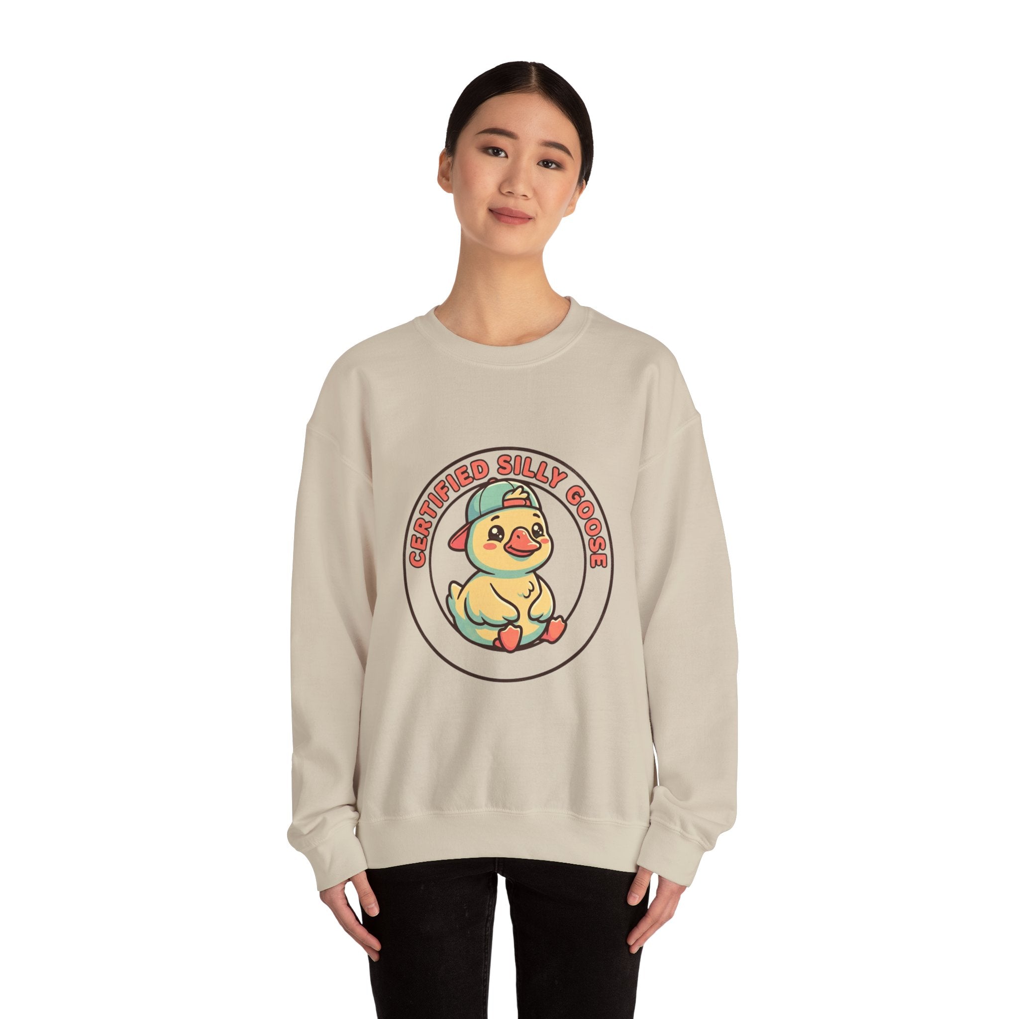 Certified Silly Goose Crewneck Sweatshirt | wholesome meme, cute animal pun