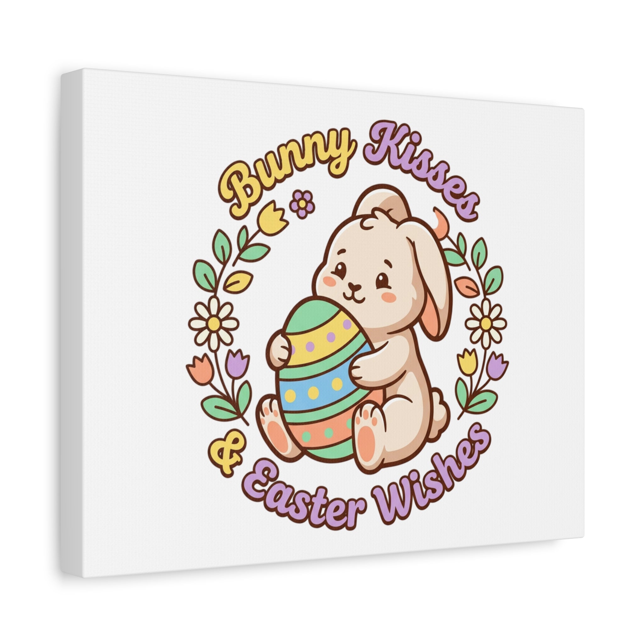 Bunny Kisses Easter Wishes Canvas | Easter Bunny Aesthetic, Pastel Spring