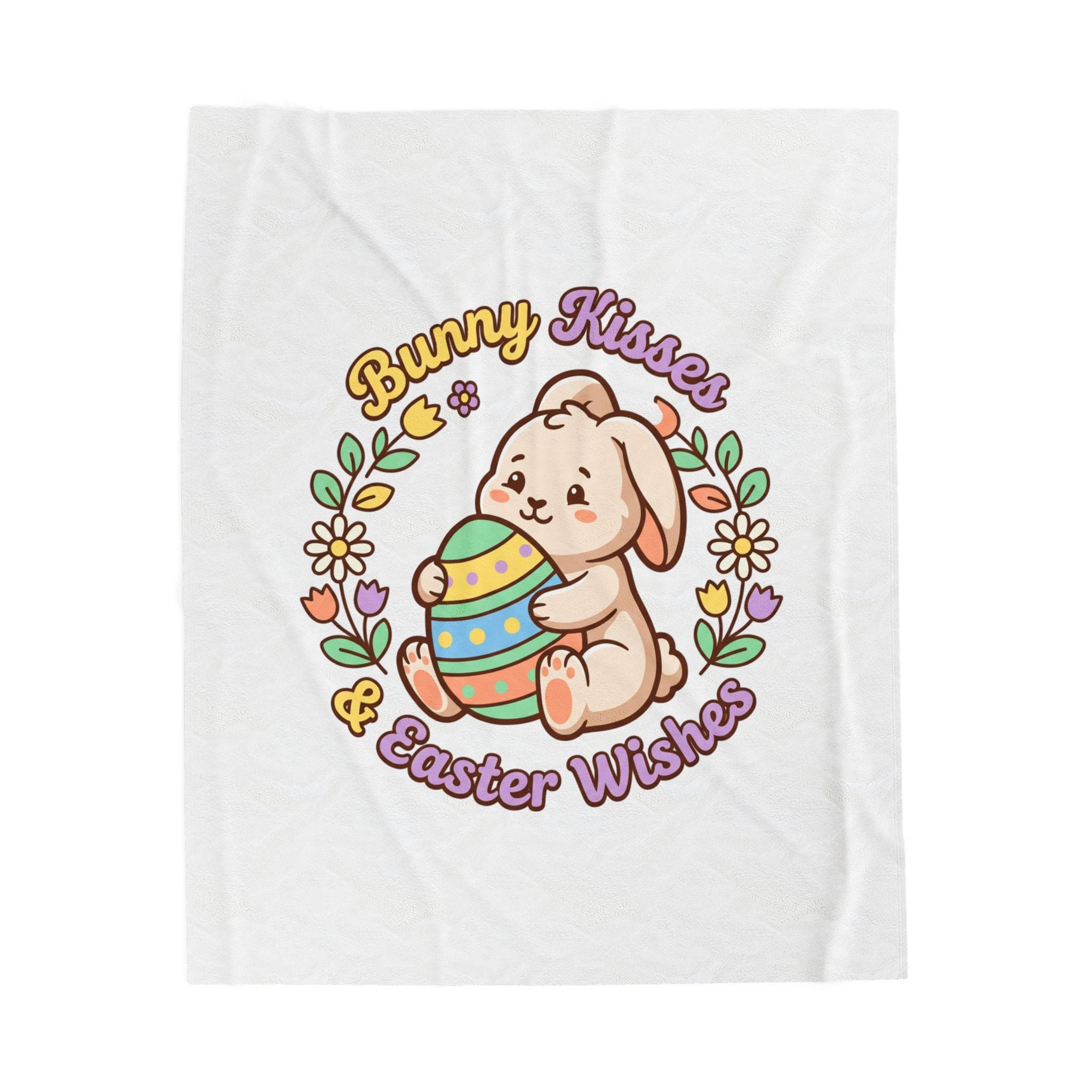 Bunny Kisses Easter Wishes Velveteen Plush Blanket | Bunny Aesthetic, Pastel Spring