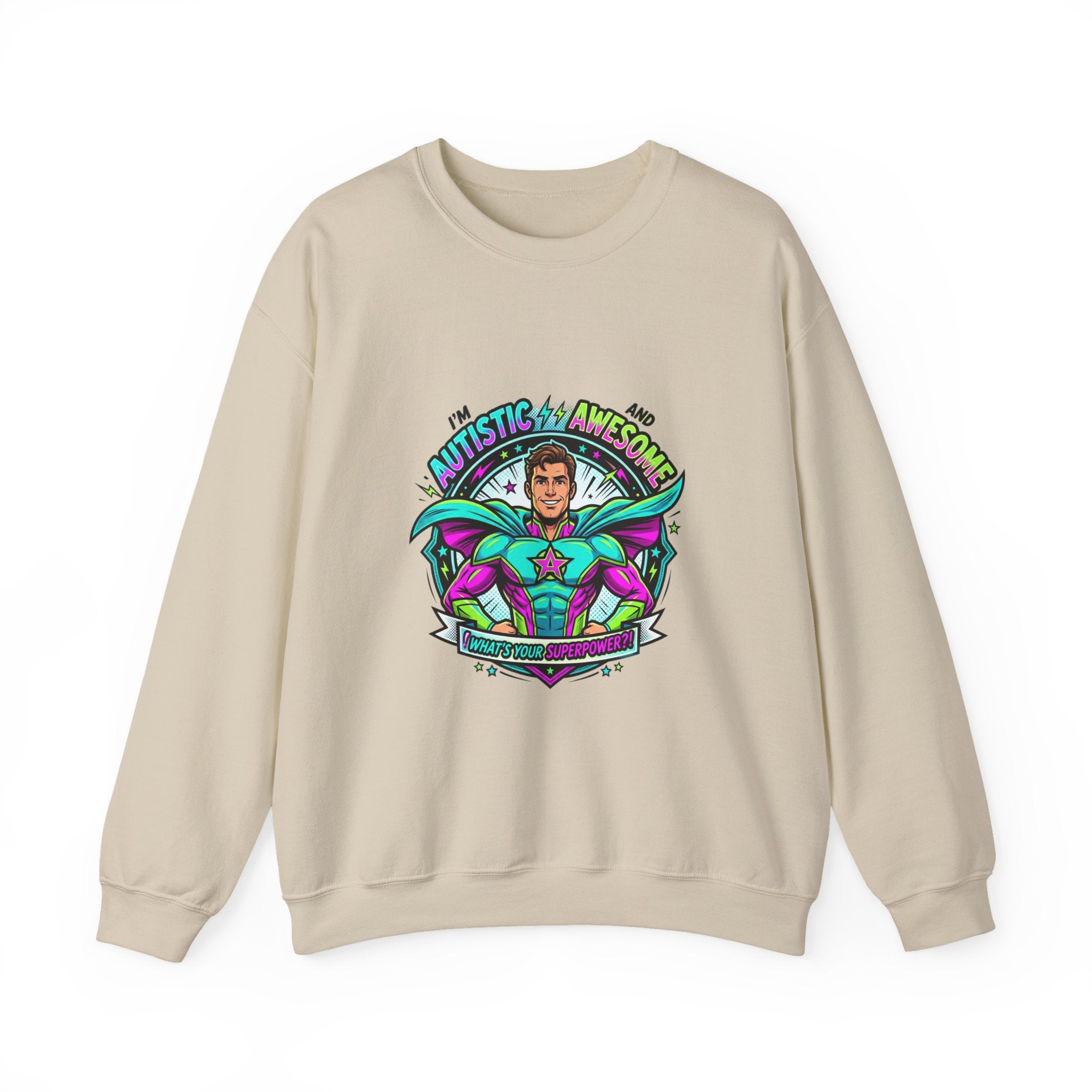 Autistic & Awesome Crewneck Sweatshirt | autistic pride, neurodiversity acceptance