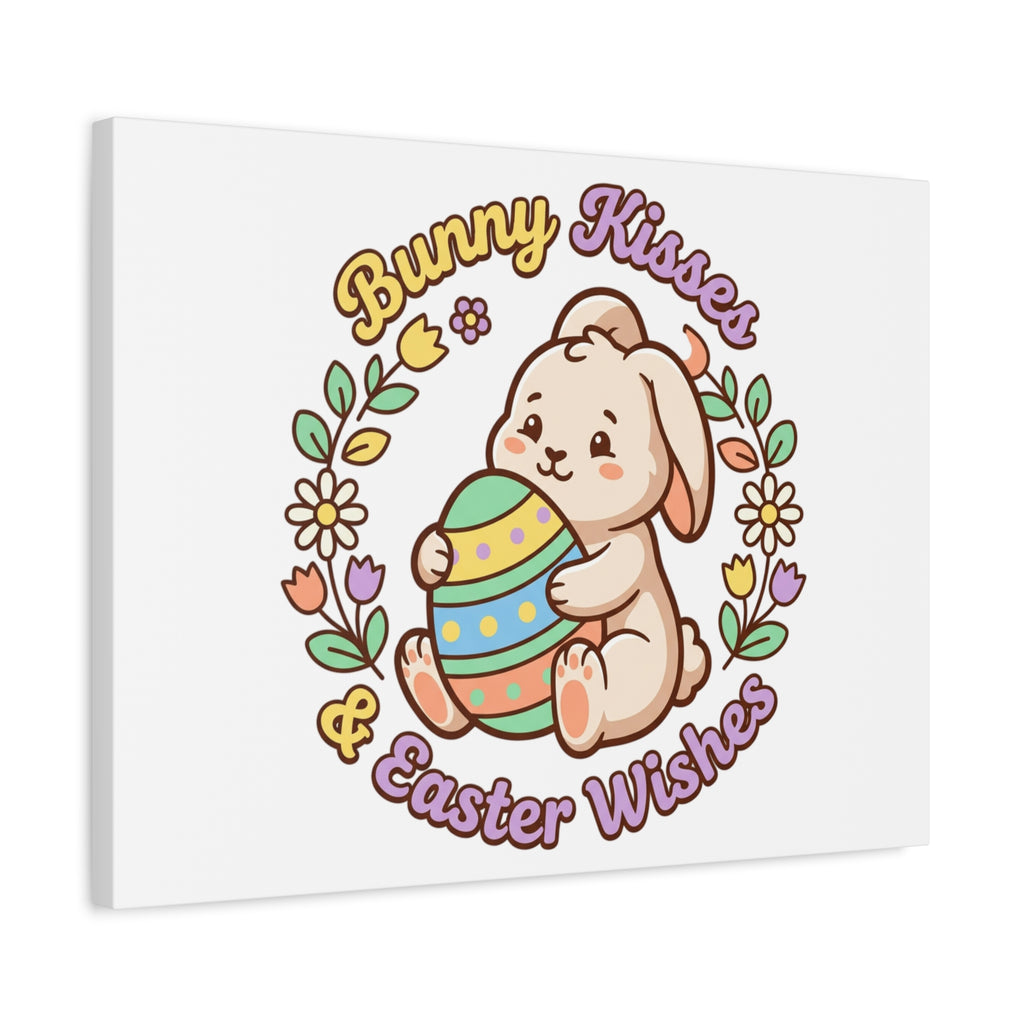 Bunny Kisses Easter Wishes Canvas | Easter Bunny Aesthetic, Pastel Spring