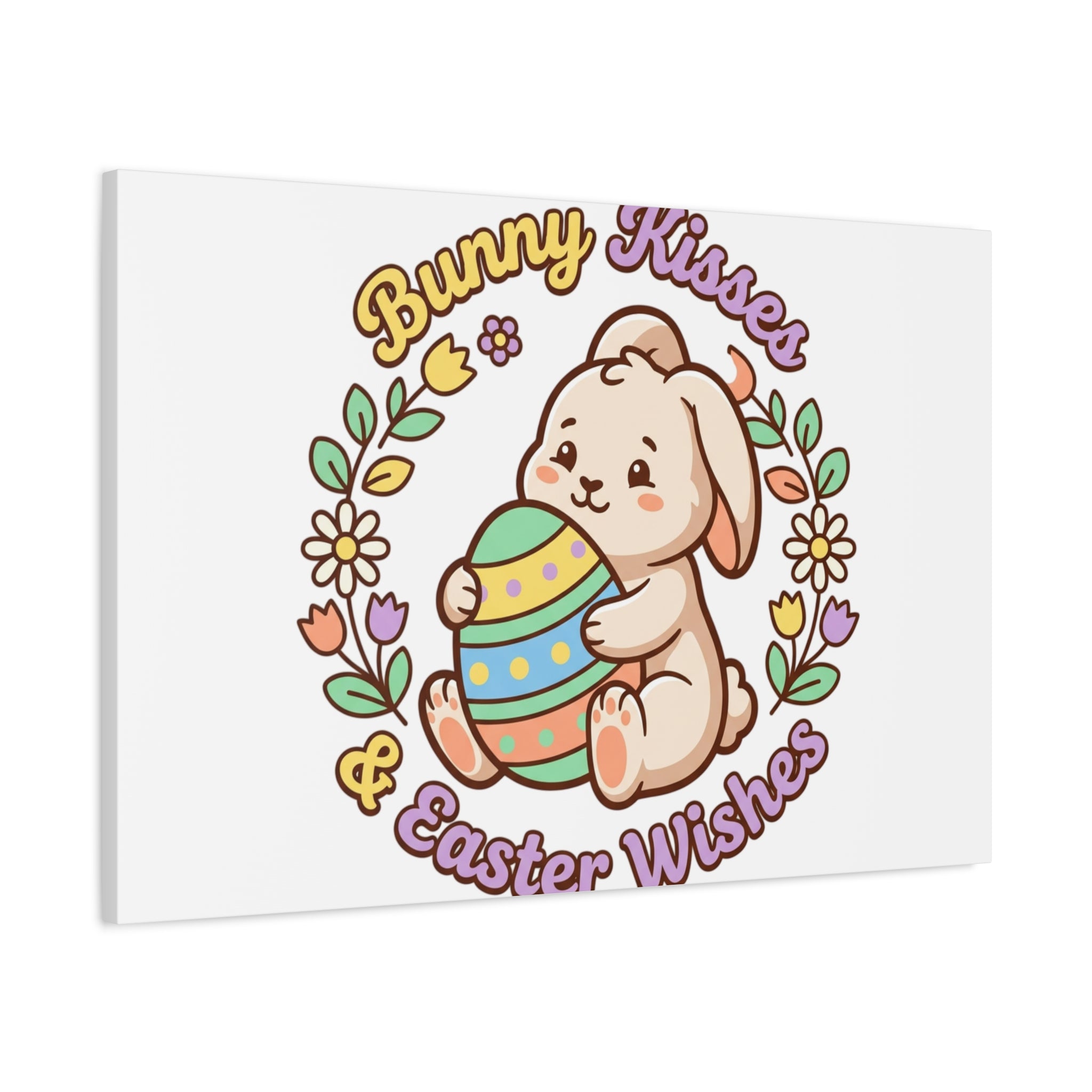Bunny Kisses Easter Wishes Canvas | Easter Bunny Aesthetic, Pastel Spring
