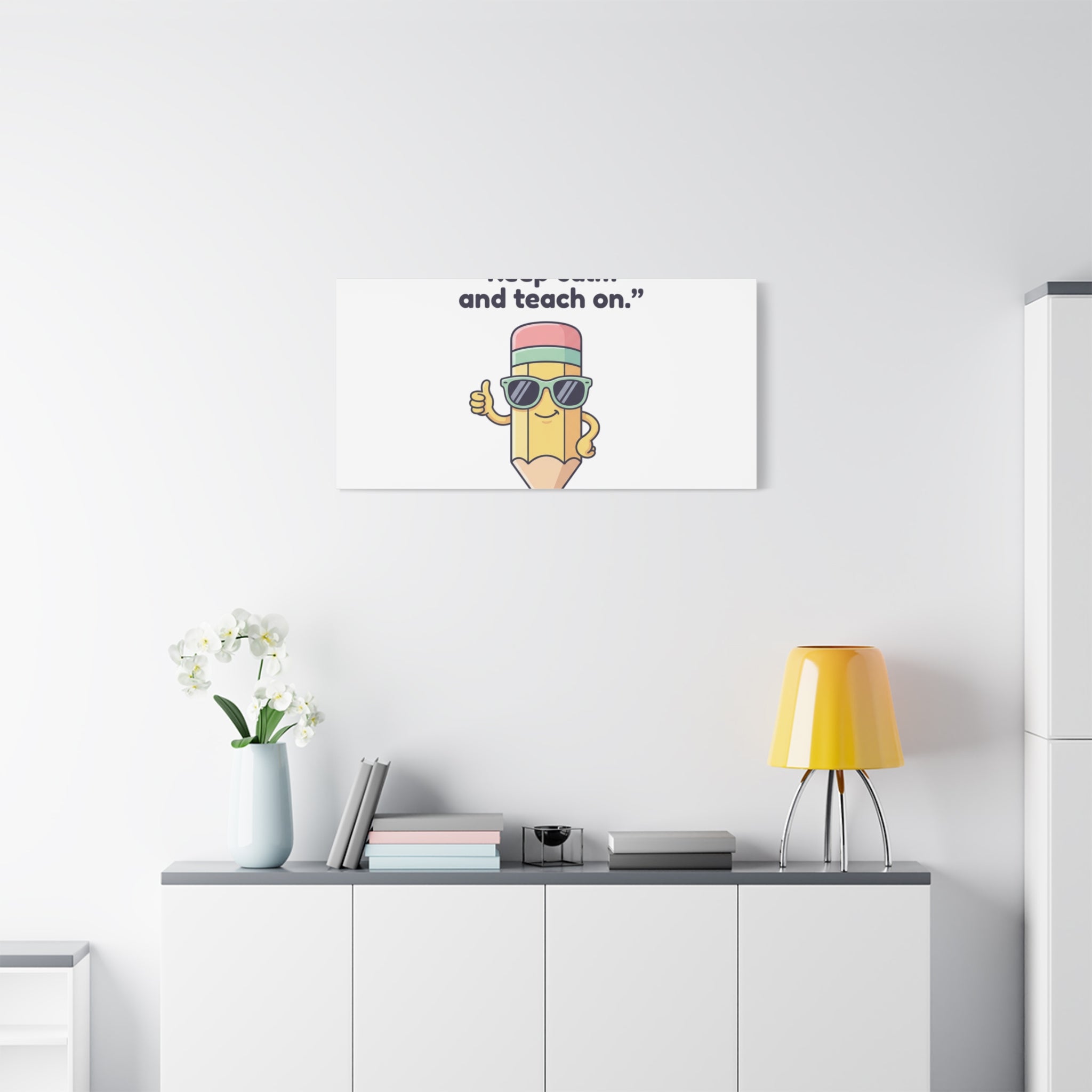 Keep Calm and Teach On Pencil Canvas, Teacher Appreciation, Teacher Life