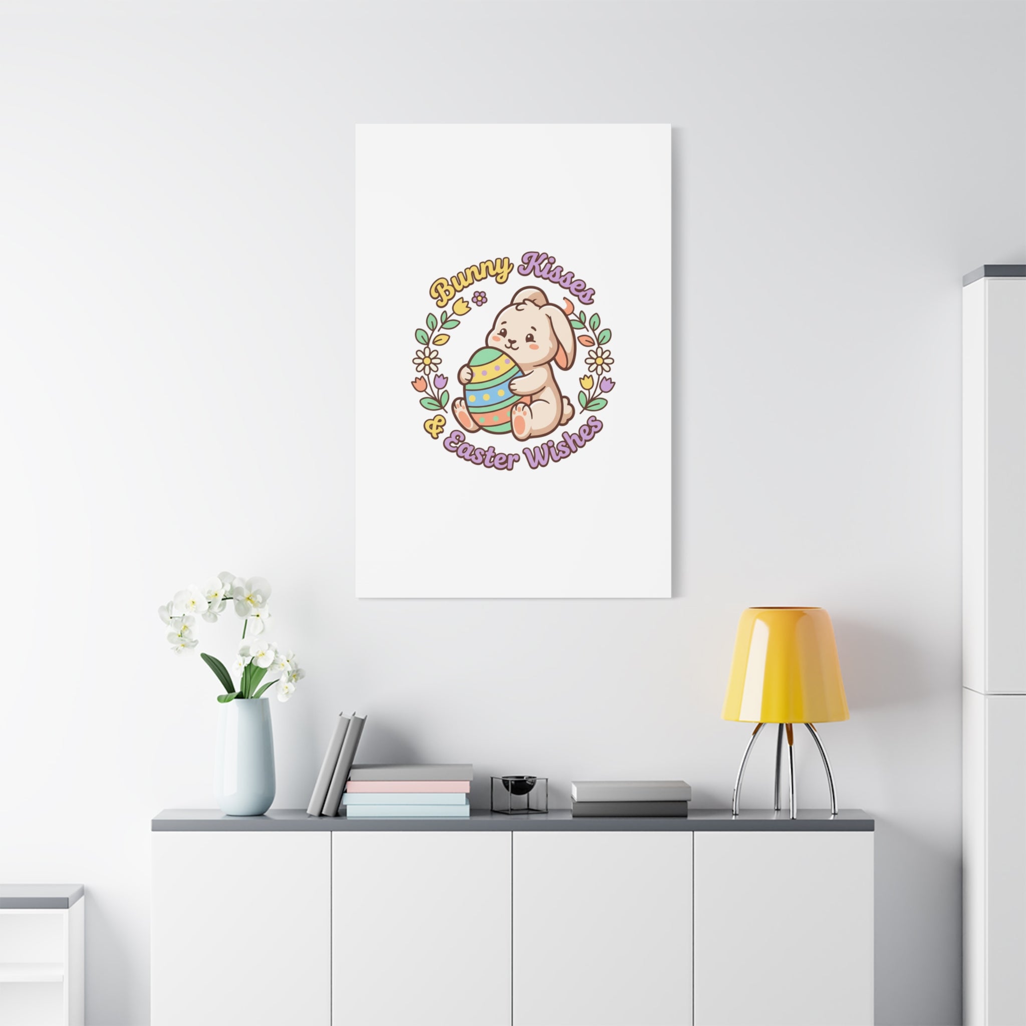 Bunny Kisses Easter Wishes Canvas | Easter Bunny Aesthetic, Pastel Spring