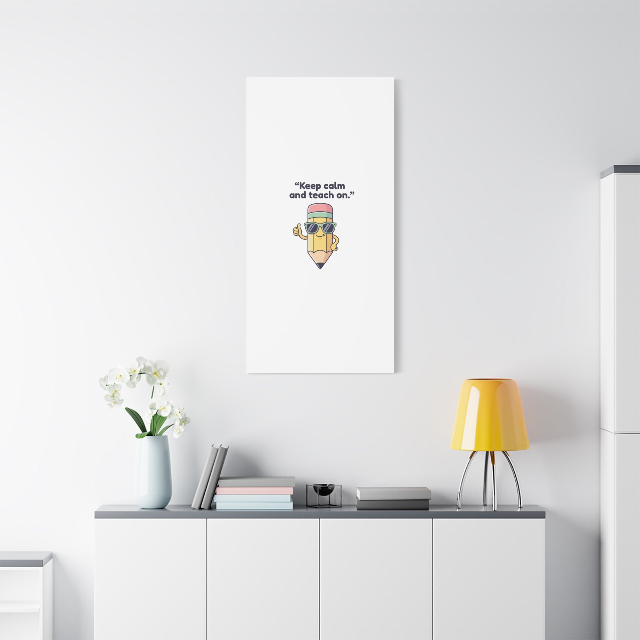 Keep Calm and Teach On Pencil Canvas, Teacher Appreciation, Teacher Life